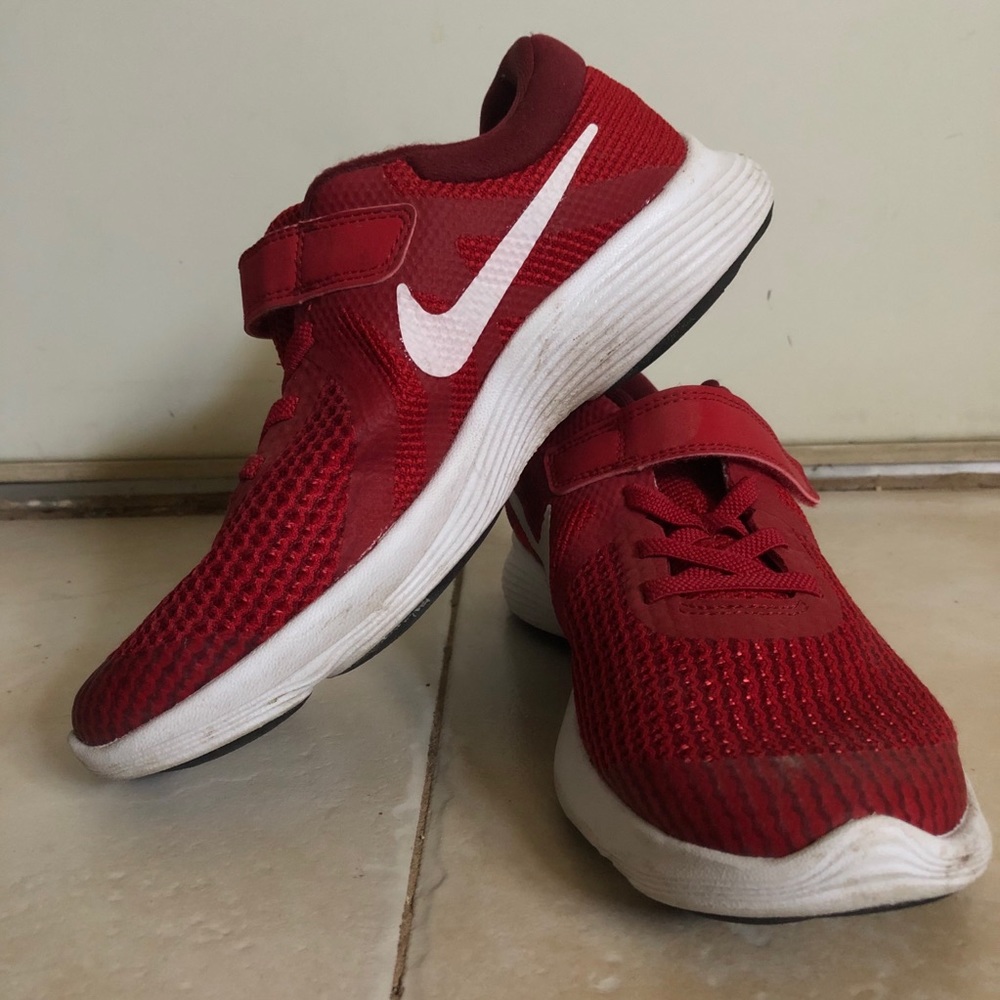 Red Youth Nike athletic shoes